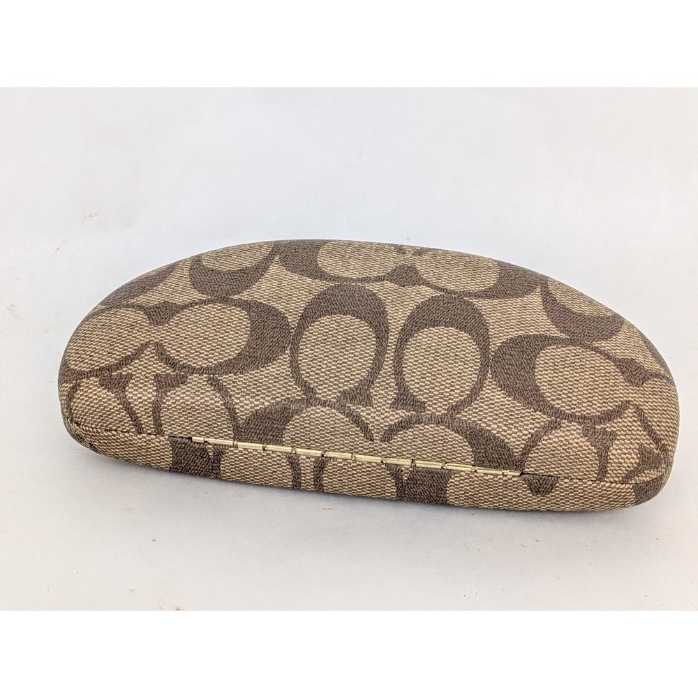 Coach Eyeglass Sunglasses Case Classic Logo Monogram Hard Clamshell Brown - Picture 4 of 4